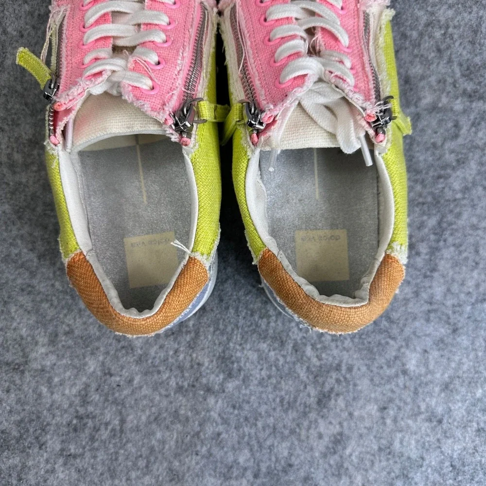 Dolce Vita Miya Womens Size 8 Sneakers Multicolor Canvas Side Zip Lace Up Shoes